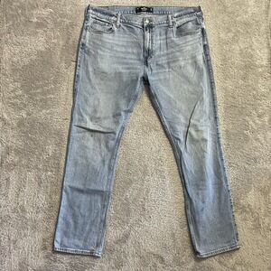 Hollister Jeans Mens Size 40x34 Slim Straight Epic‎ Flex Blue Denim Light Wash
